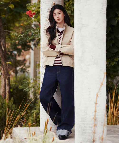 W SEMI WIDE TURN UP DENIM PANTS - 2 COLORS AS SHOWN