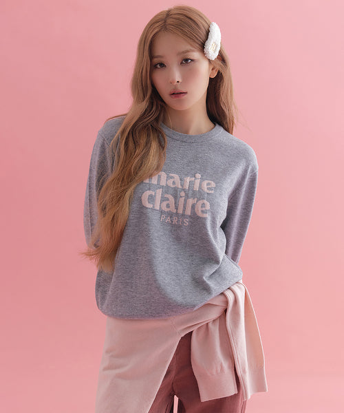 ESSENTIAL LOGO JACQUARD WOOL ROUND KNIT #SEULGI同款! MELANGE GREY