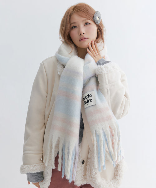 CHECK BRUSHED KNIT MUFFLER #SEULGI同款! IVORY