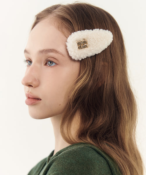 BASIC LOGO FLEECE HAIR PIN #SEULGI同款! IVORY