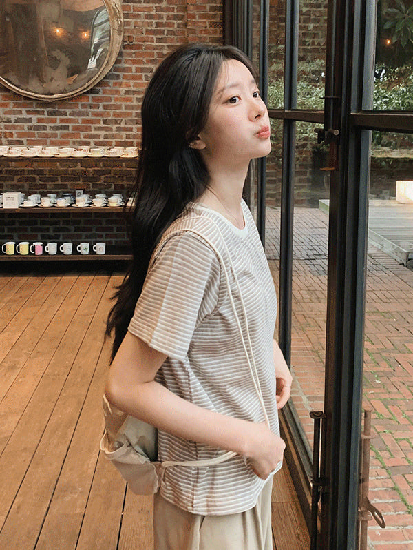 TOAST STRIPE HALF TEE - 10 COLORS