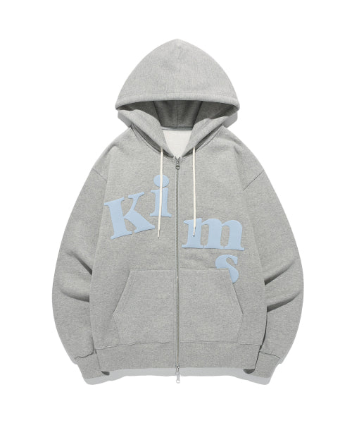 MESSY ALPHA LOGO ZIP HOODIE - 3 COLORS GREY