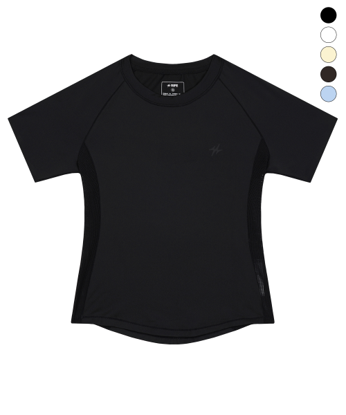 WOMEN AIRLINE MESH PERFORMANCE SHORT SLEEVE - 5 COLORS BLACK