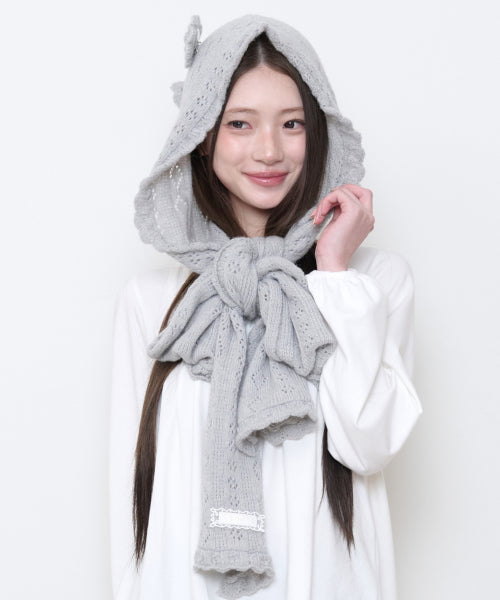 FLEUR HOOD MUFFLER - 2 COLORS GREY