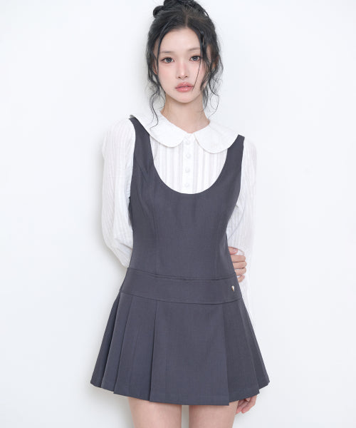 BUSTIER LAYERED DRESS CHARCOAL