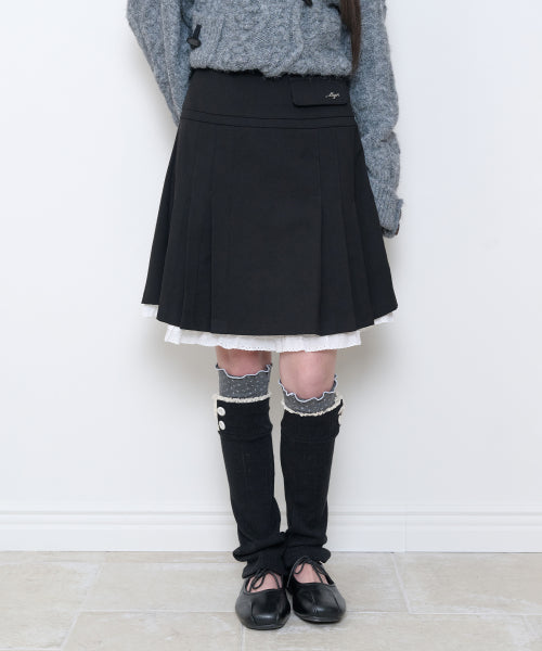 PINTUCK LACE MIDI SKIRT - 2 COLORS BLACK