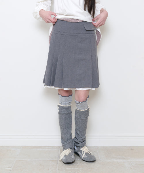 PINTUCK LACE MIDI SKIRT - 2 COLORS GREY