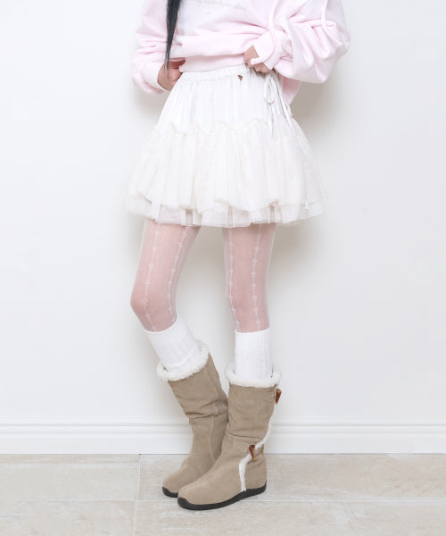 SHEER COLOR BLOCK SKIRT - 3 COLORS IVORY