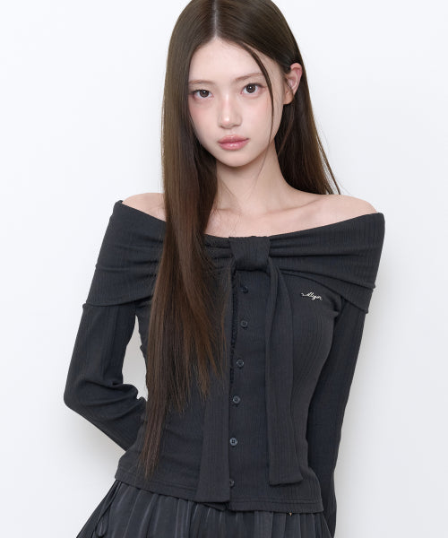PURE BOW CARDIGAN TOP - 5 COLORS BLACK