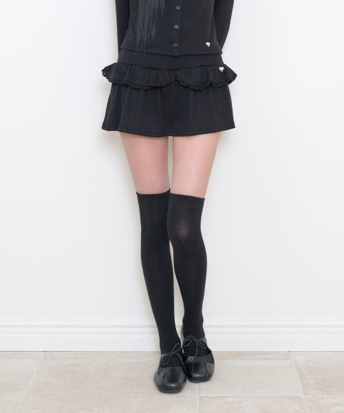 DOUBLE FRILL SKIRT PANTS - 2 COLORS BLACK