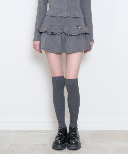 DOUBLE FRILL SKIRT PANTS - 2 COLORS CHARCOAL
