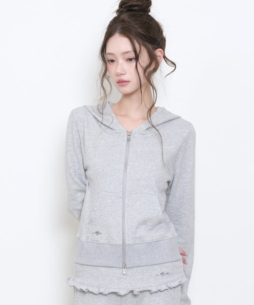 BASIC SLIM HOOD ZIP UP - 4 COLORS MELANGE