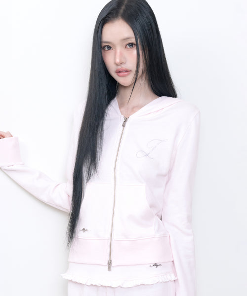 BASIC SLIM HOOD ZIP UP - 4 COLORS PINK