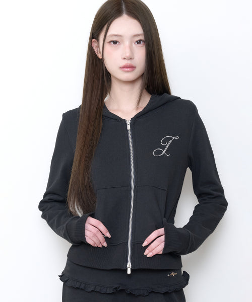 BASIC SLIM HOOD ZIP UP - 4 COLORS BLACK