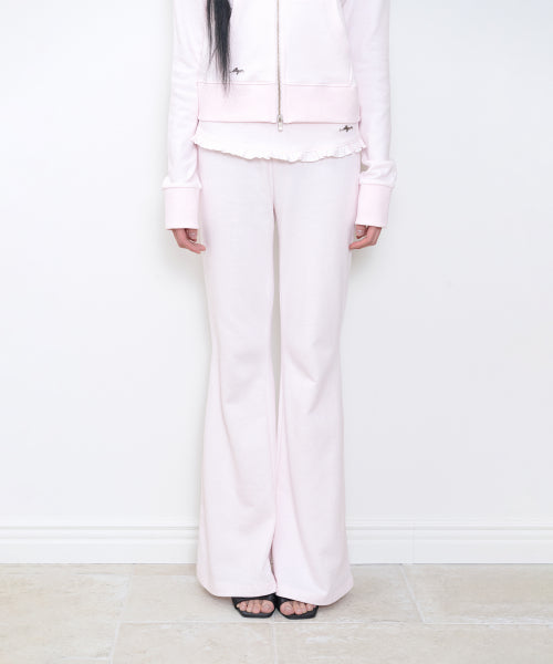 FOLDING FRILL BOOTCUT PANTS - 4 COLORS PINK