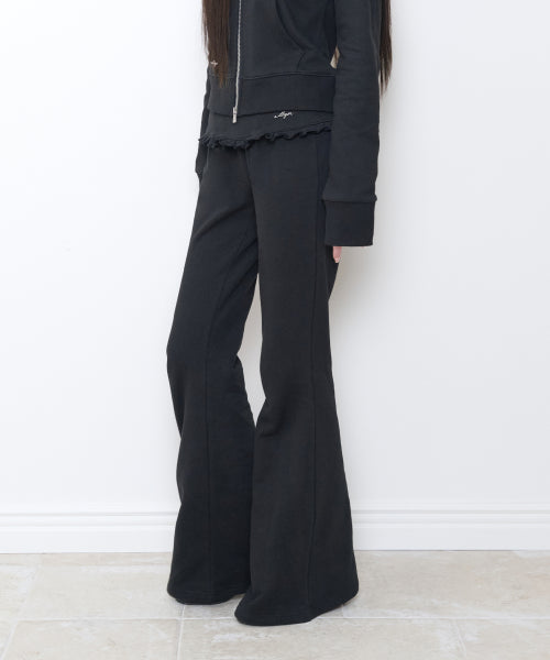FOLDING FRILL BOOTCUT PANTS - 4 COLORS BLACK