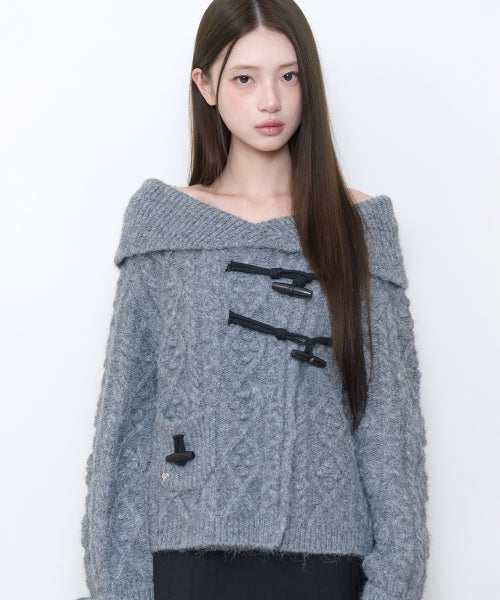 TOGGLE KNIT CARDIGAN - 3 COLORS CHARCOAL