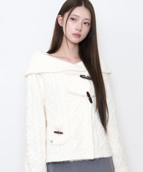 TOGGLE KNIT CARDIGAN - 3 COLORS IVORY