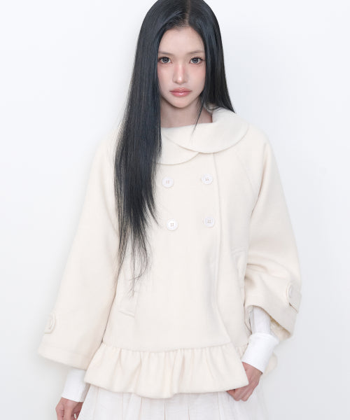 FRILL CAPE COAT - 2 COLORS IVORY