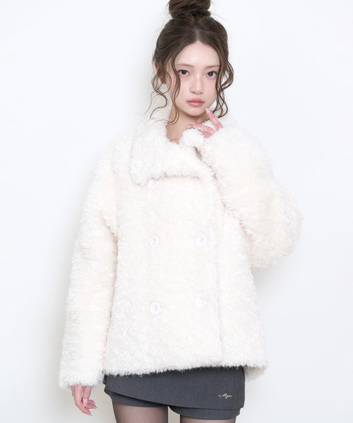 CURLY FUR JACKET - 3 COLORS IVORY
