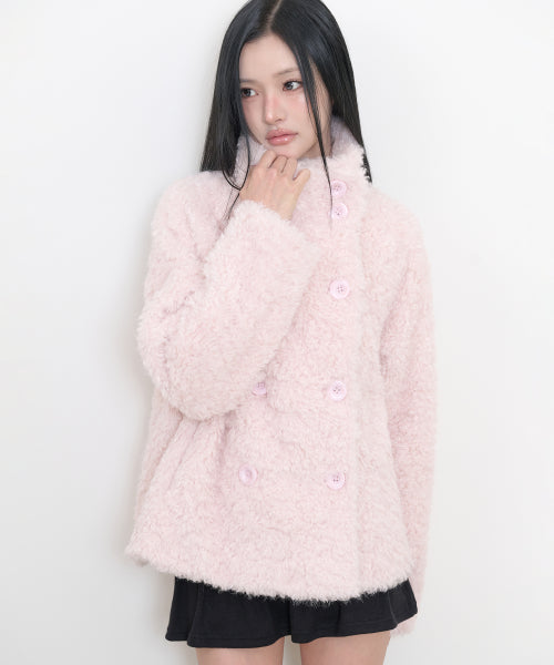 CURLY FUR JACKET - 3 COLORS PINK