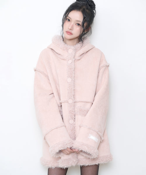 SHEARLING MUSTANG HALF COAT - 3 COLORS PINK