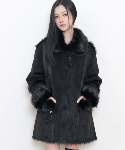 REVERSIBLE MUSTANG HALF COAT - 3 COLORS BLACK