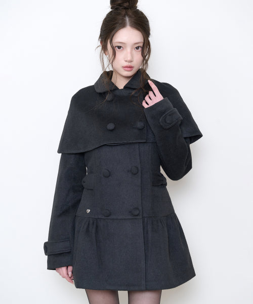 BELL CAPE COAT - 3 COLORS BLACK