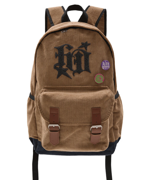 BOUCLE APPLIQUE CORDUROY BACKPACK - 2 COLORS BEIGE