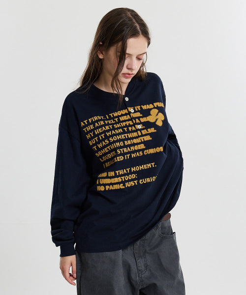 CLOVER TYPO HENLEY NECK LONG SLEEVE - 2 COLORS NAVY