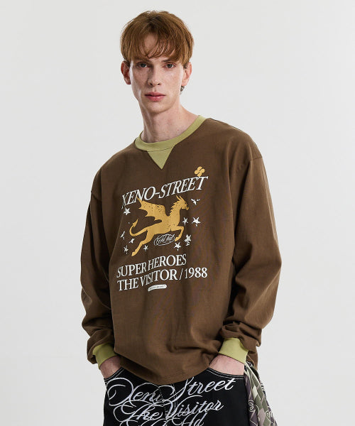 XENO STREET COLOR BLOCK LONG SLEEVE - 2 COLORS BROWN