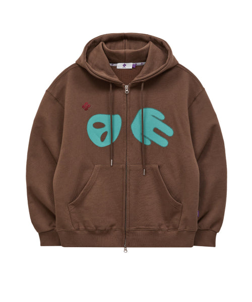 ALIEN HOOD ZIP UP - 2 COLORS BROWN