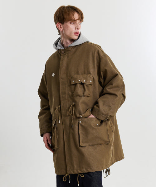 FISHTAIL MULTI POCKET DENIM FIELD COAT - 2 COLORS KHAKI