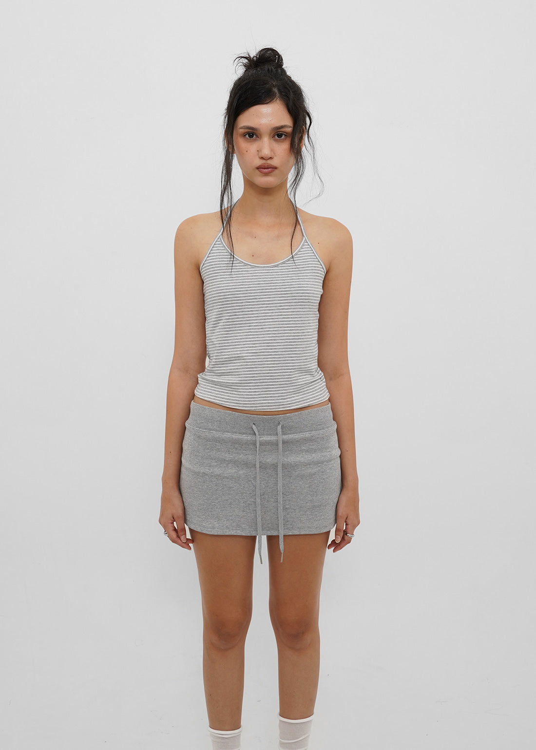 STRETCH COTTON STRAP HALTER TANK 8