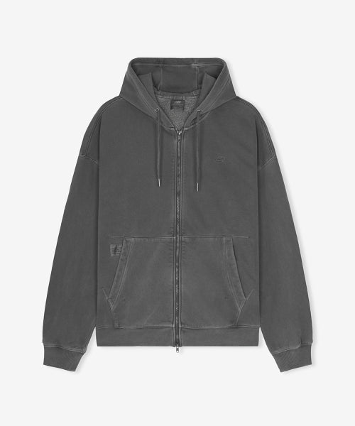 FLYING BRUSHED DYED HOOD ZIP UP - 3 COLORS D/CHARCOAL