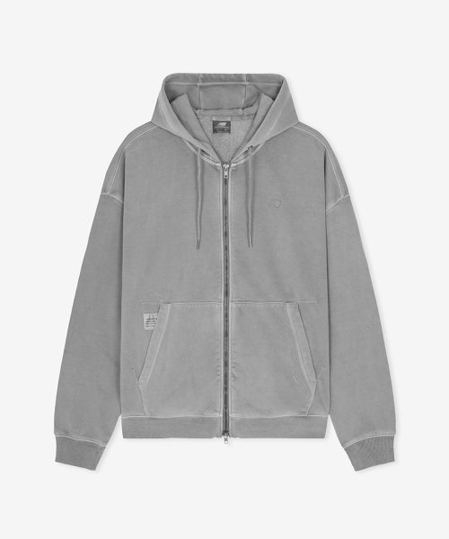 FLYING BRUSHED DYED HOOD ZIP UP - 3 COLORS D/GRAY