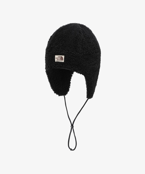 FLUFFY EARMUFF BEANIE BLACK
