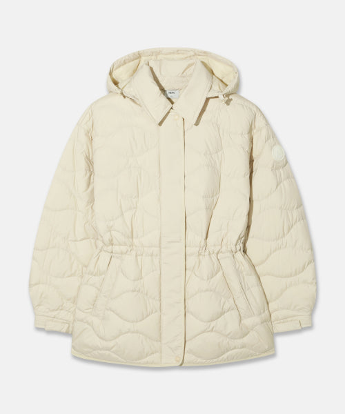WOMENS HEAT PUFF MID-LENGTH DOWN JACKET - 2 COLORS BEIGE