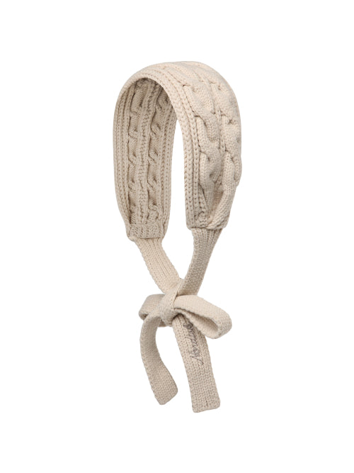 AUTUMN BREEZE CABLE KNIT EARMUFFS - 2 COLORS LIGHT BEIGE