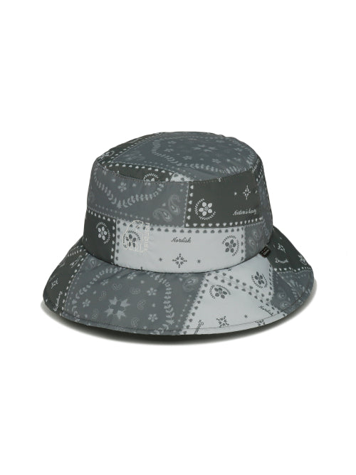 HYGGE HIKE CRYSTAL DOWN EARFLAP BUCKET HAT DANISH PATTERN GREY