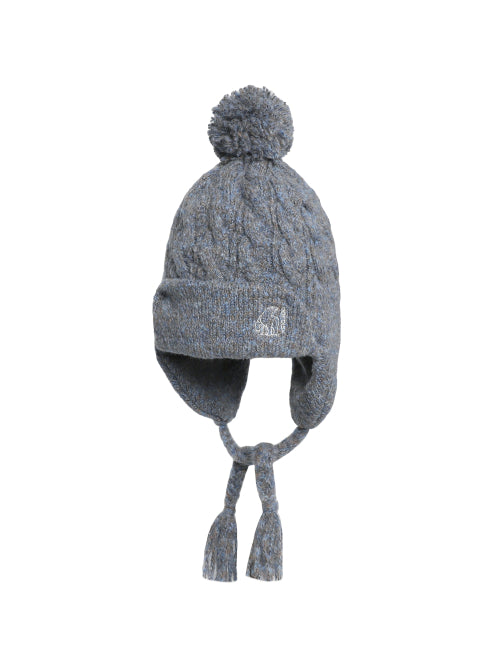 AUTUMN BREEZE POM POM EARFLAP BEANIE - 2 COLORS SKY BLUE