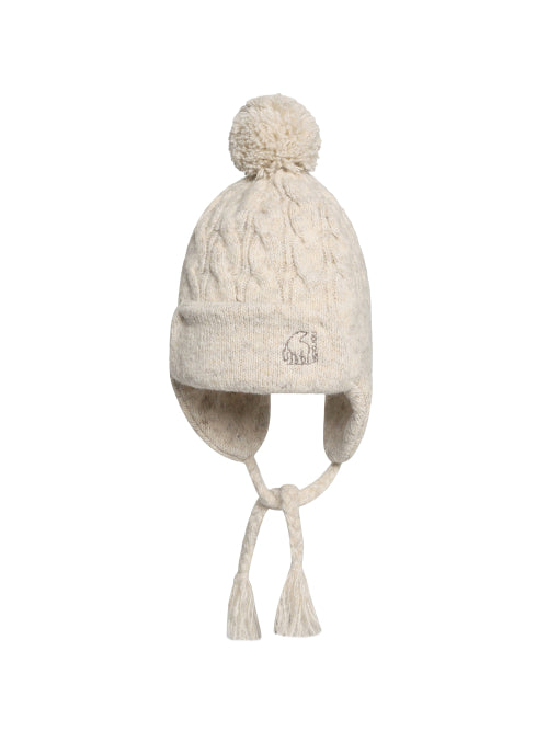 AUTUMN BREEZE POM POM EARFLAP BEANIE - 2 COLORS OFF WHITE