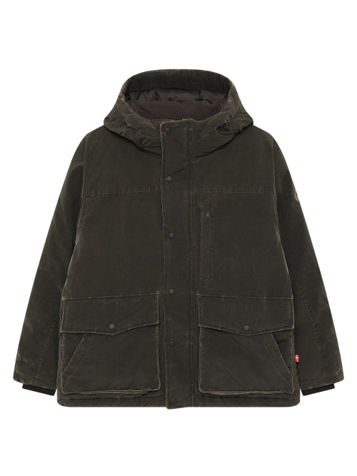 HATI WASHED CRYSTAL DOWN HOODED JUMPER - 2 COLORS DARK BROWN