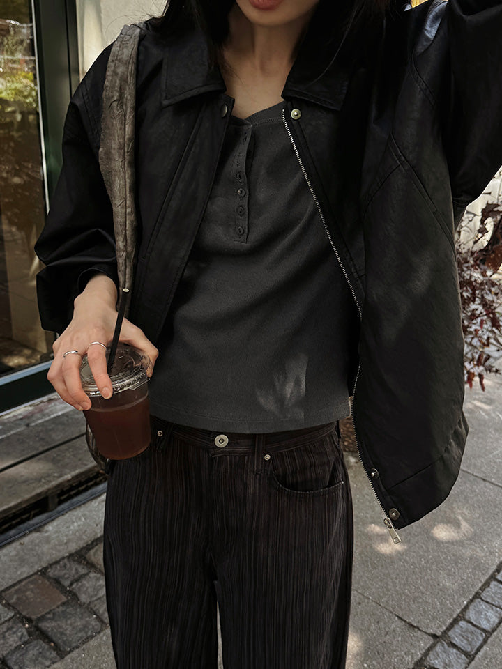 NOTE SOFT LEATHER BLOUSON - 2 COLORS