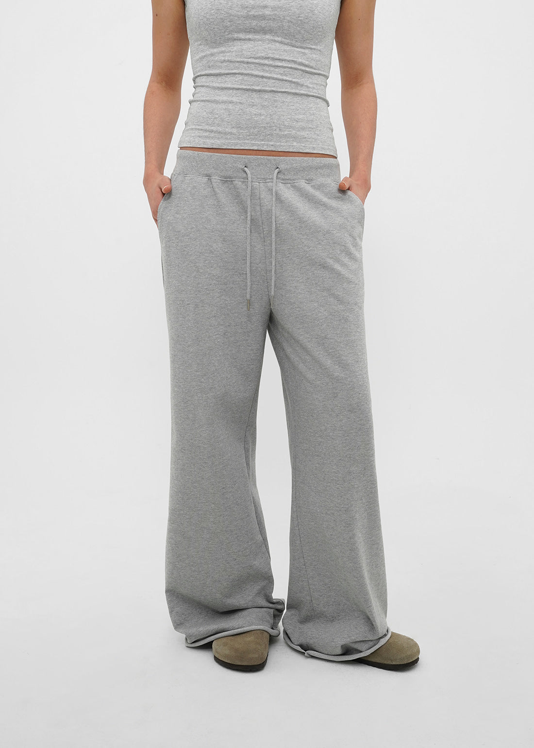 MID SWEAT CUTTING WIDE PANTS - 3 COLORS 11