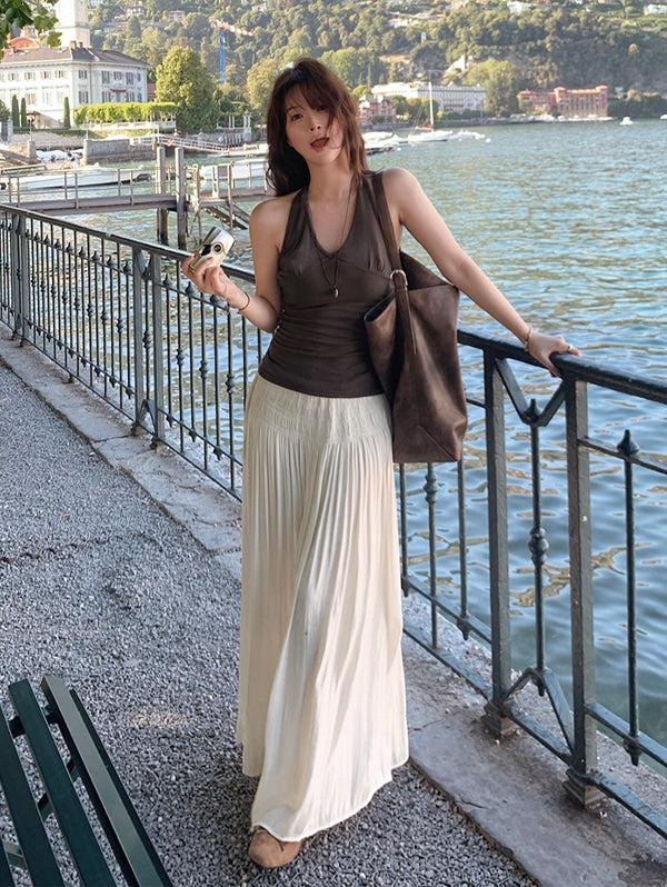 HALTER NECK RIBBED SLEEVELESS - 3 COLORS