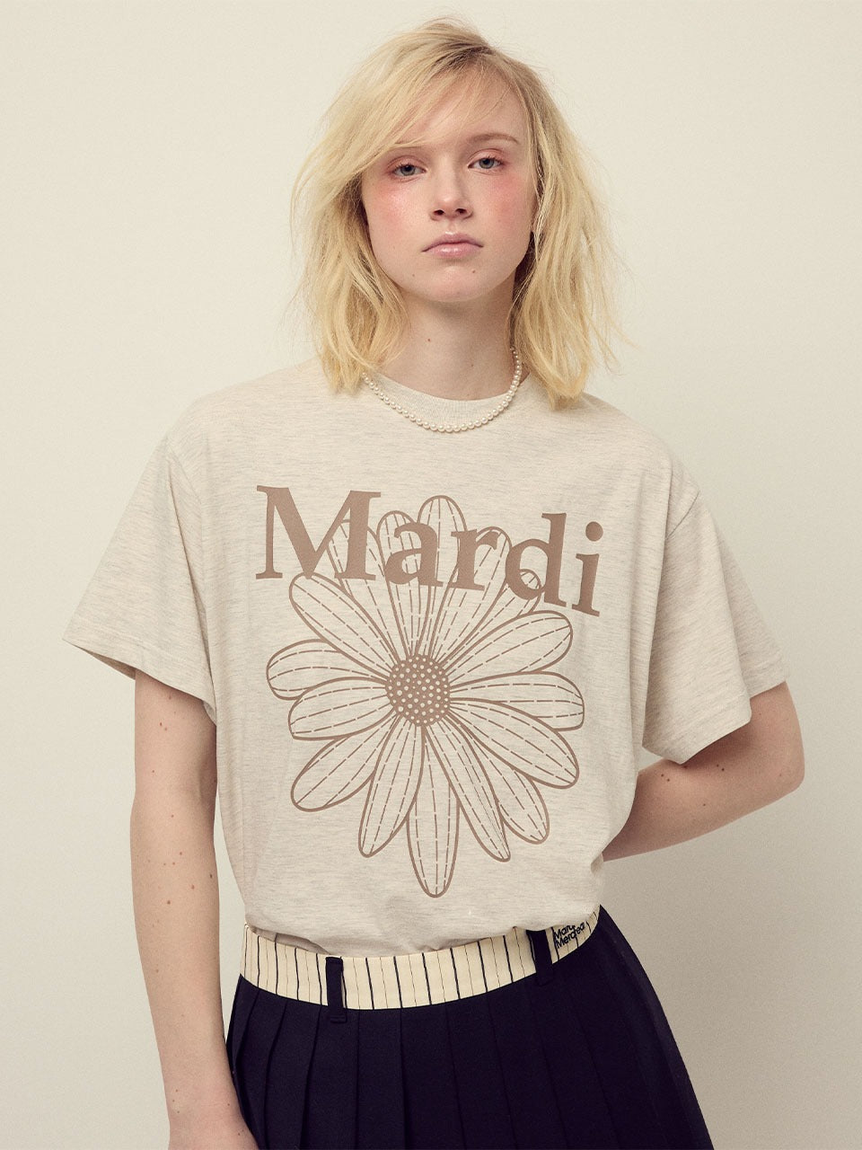 TSHIRT FLOWERMARDI_OATMEAL TAUPE