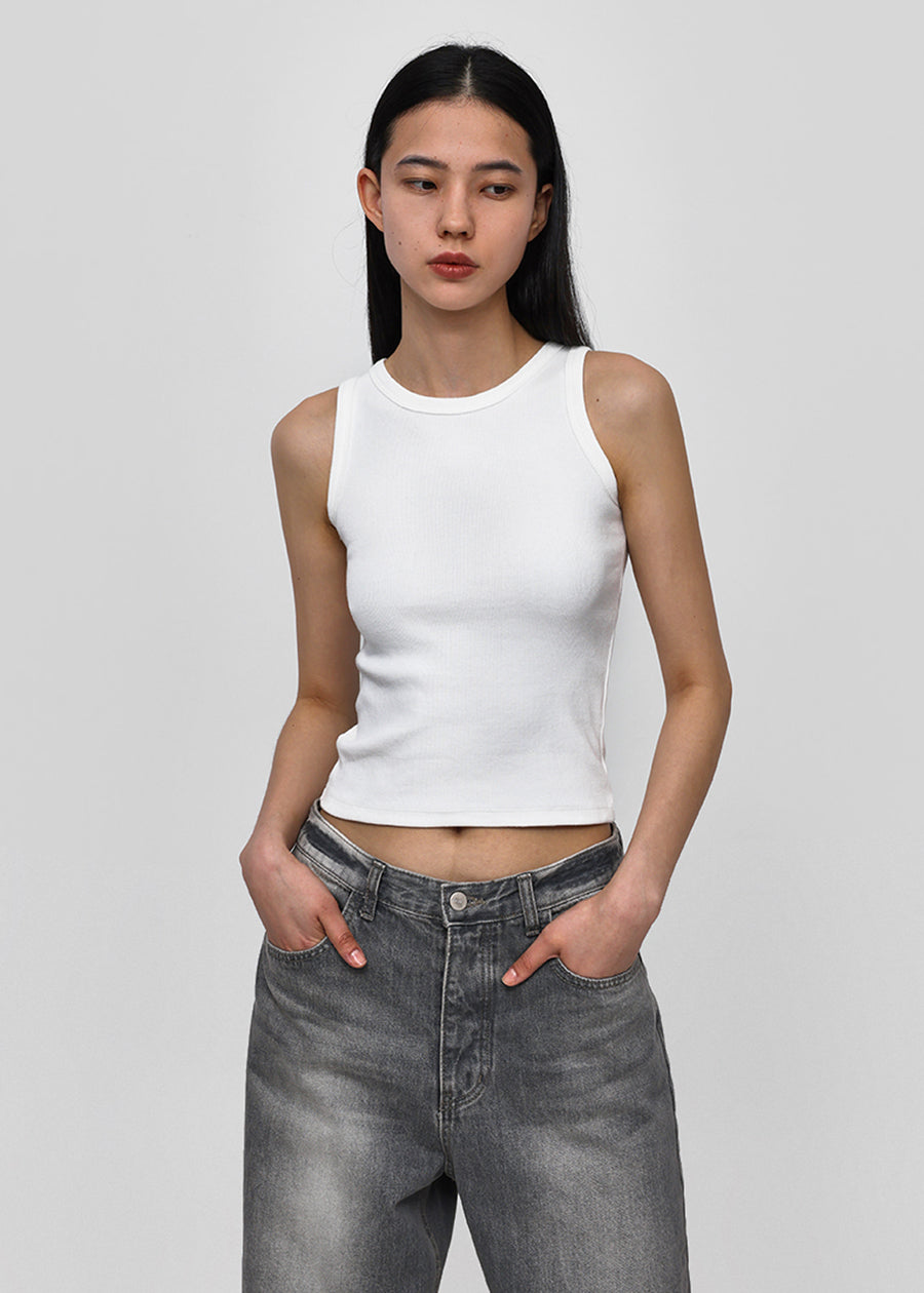 ROUND NECK RIBBED TANK - 5 COLORS 2