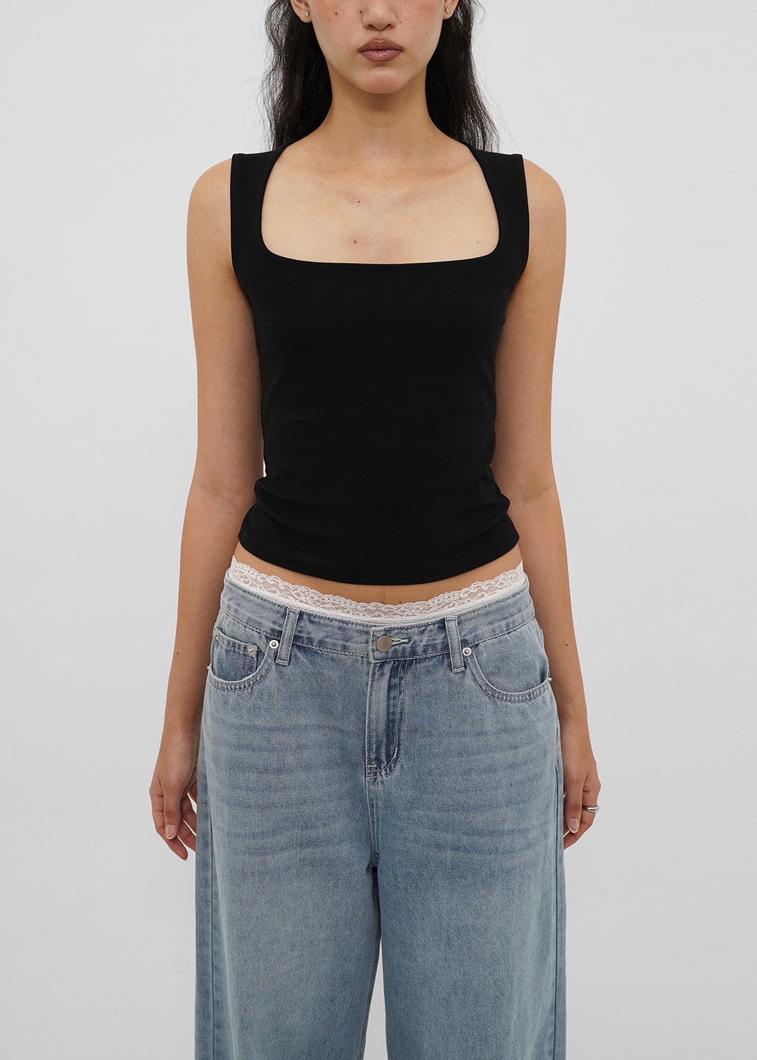 STRETCH COTTON WIDE SQUARE NECK TANK 6