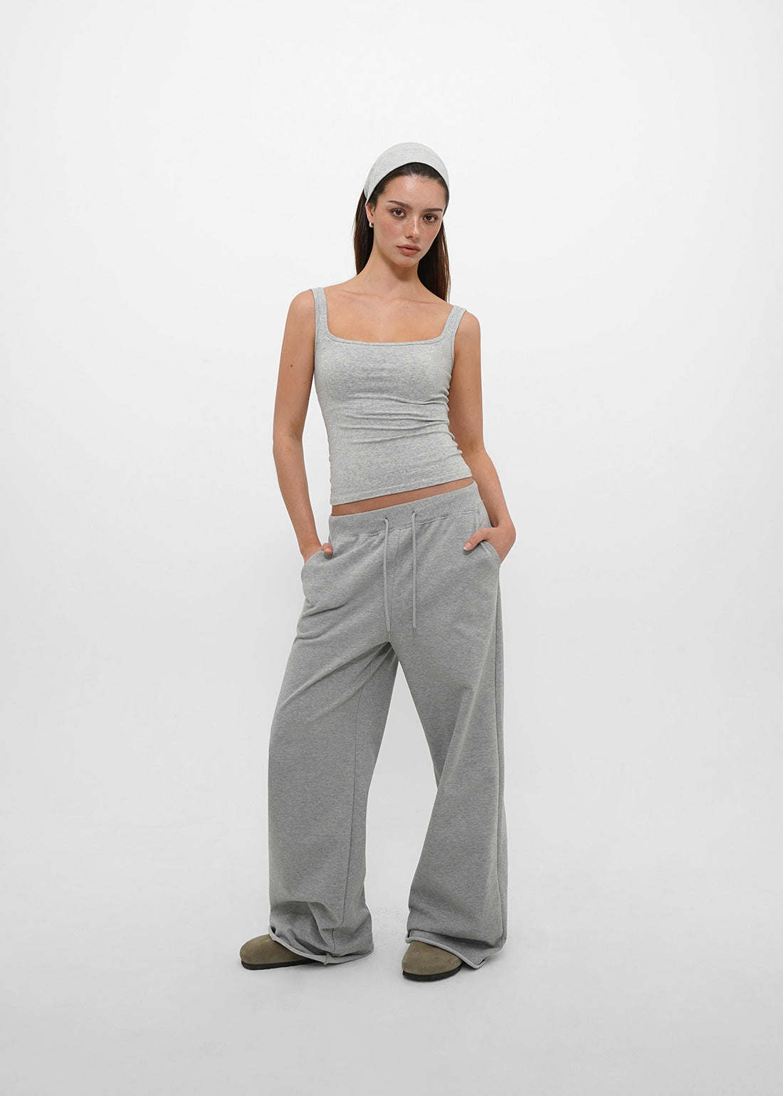 MID SWEAT CUTTING WIDE PANTS - 3 COLORS 1